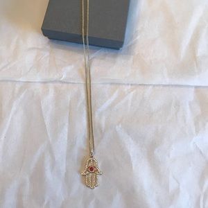 Hamsa embellished gold necklace